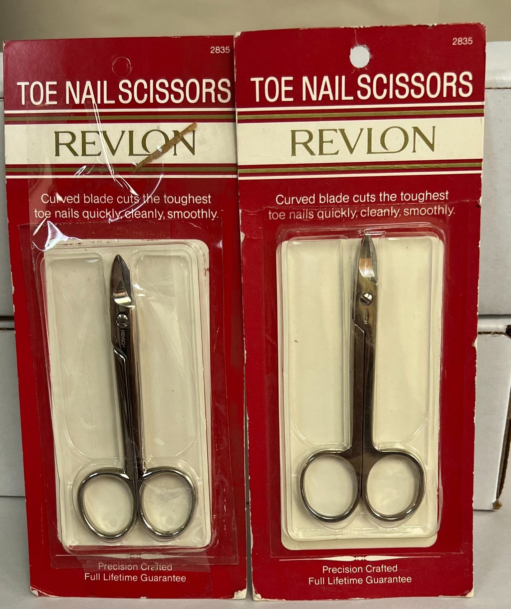 Vintage Revlon Curved Toe Nail Scissors with File - 90s Classic Nail Tool Set
