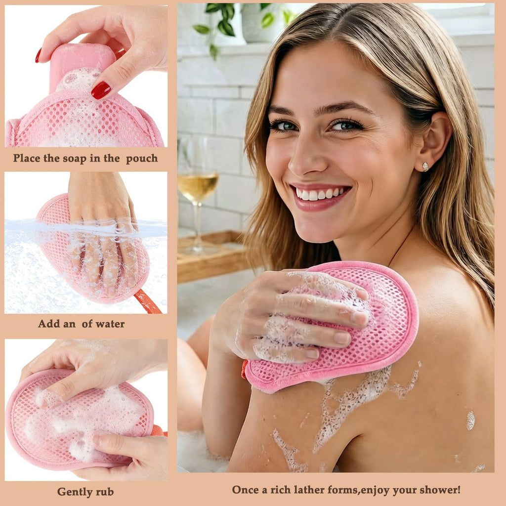 Exfoliating Mesh Soap Saver Pouch for Bar Soap Bath Shower 3 Pack