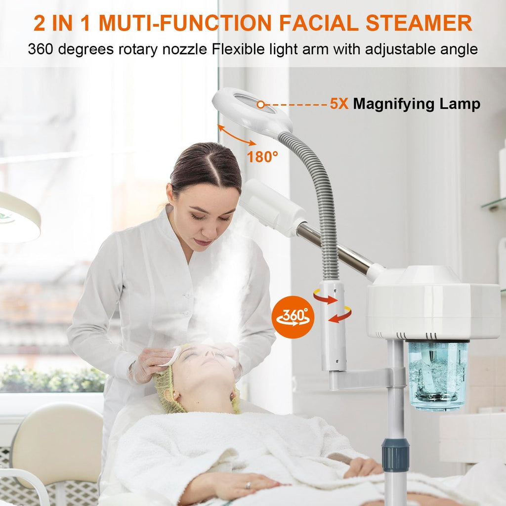 Professional 2-in-1 Facial Steamer with 5X Magnifying Lamp - Home Spa Equipment