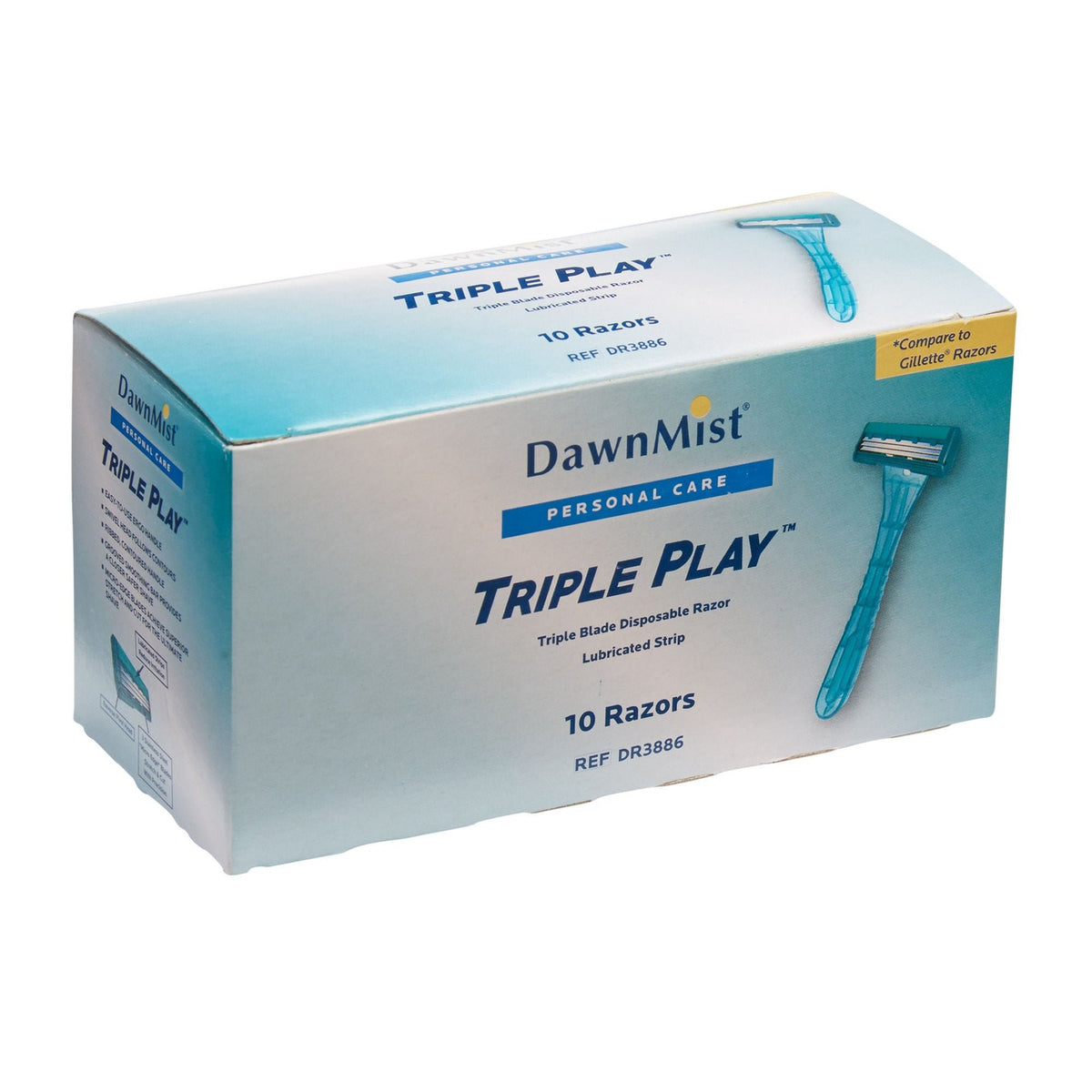 Disposable Triple Blade Facial Razor with Lubricating Strip - Teal, Pack of 10
