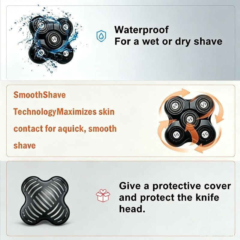 Replacement Shaver Head for Groomie BaldiePro 2.0 Electric Razor - 2 Pack