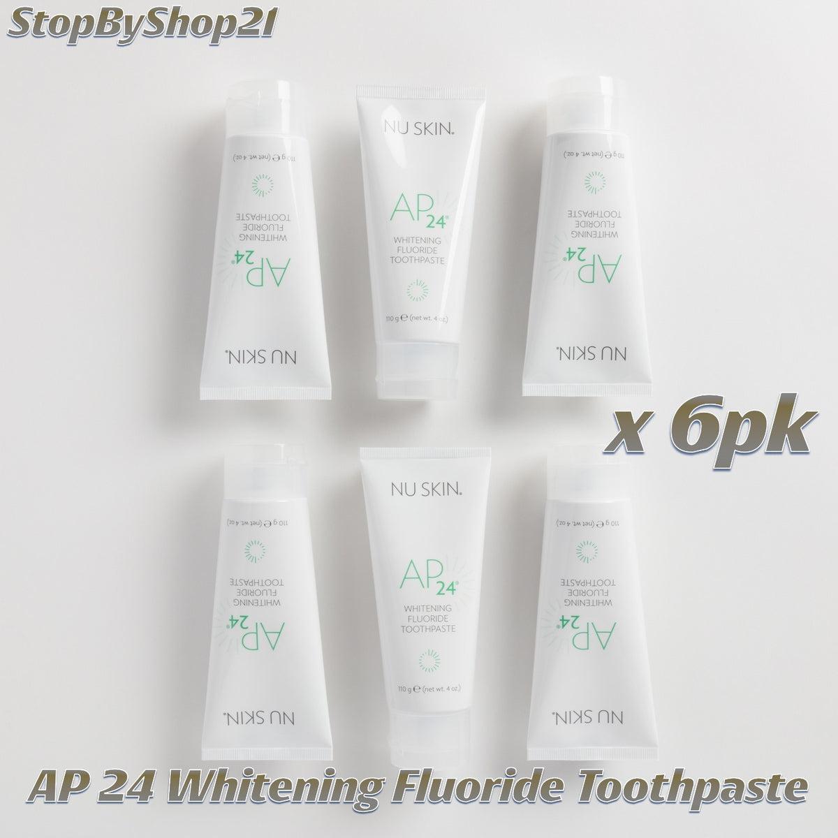 Whitening Fluoride Toothpaste with Fluoride - 6 Pack, No Peroxide