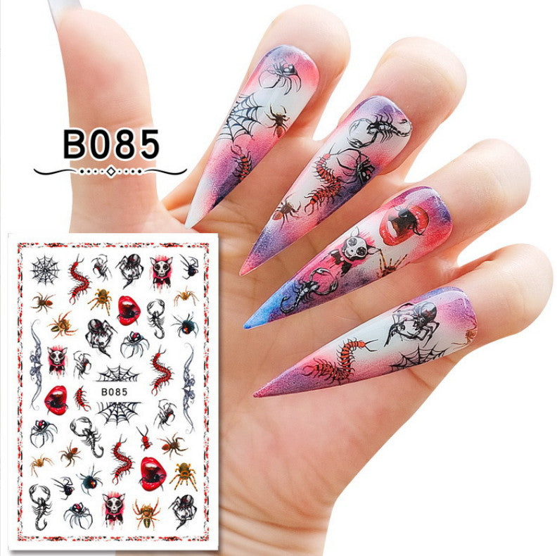 Halloween 3D Nail Art Stickers Skeleton Ghost Pumpkin RIP Zombies