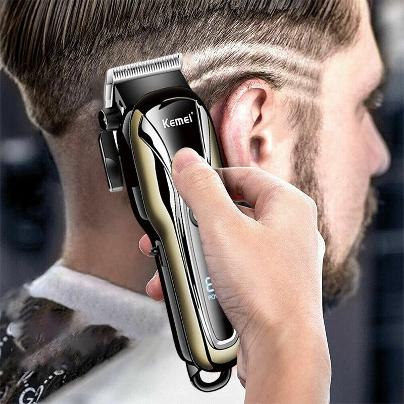 Men's Electric Hair Trimmer Razor Cordless Grooming Kit with LED Display