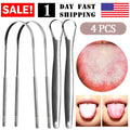 4 Pack Stainless Steel Tongue Scrapers - Oral Hygiene Cleaners for Fresh Breath