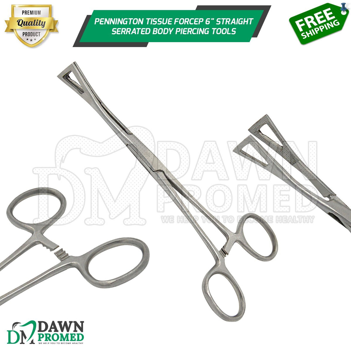 Pennington Forceps 6" Straight Serrated Body Piercing Hemostat Clamp German Gr