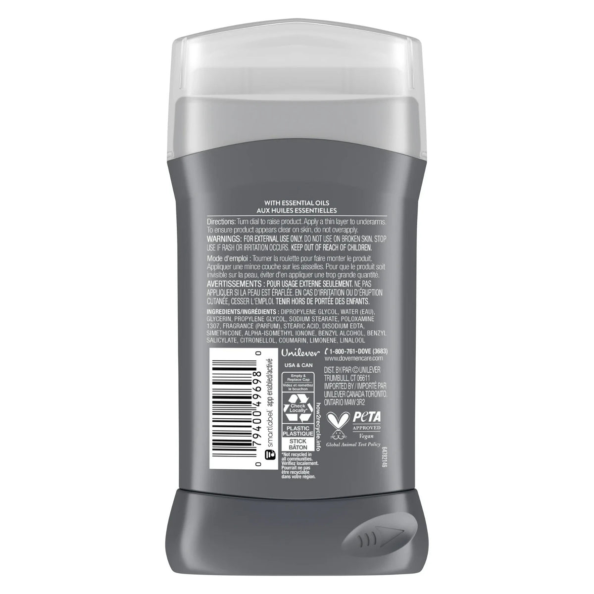 Men's Deodorant Stick - Aluminum-Free, 72-Hour Protection, Midnight Scent - 3 oz