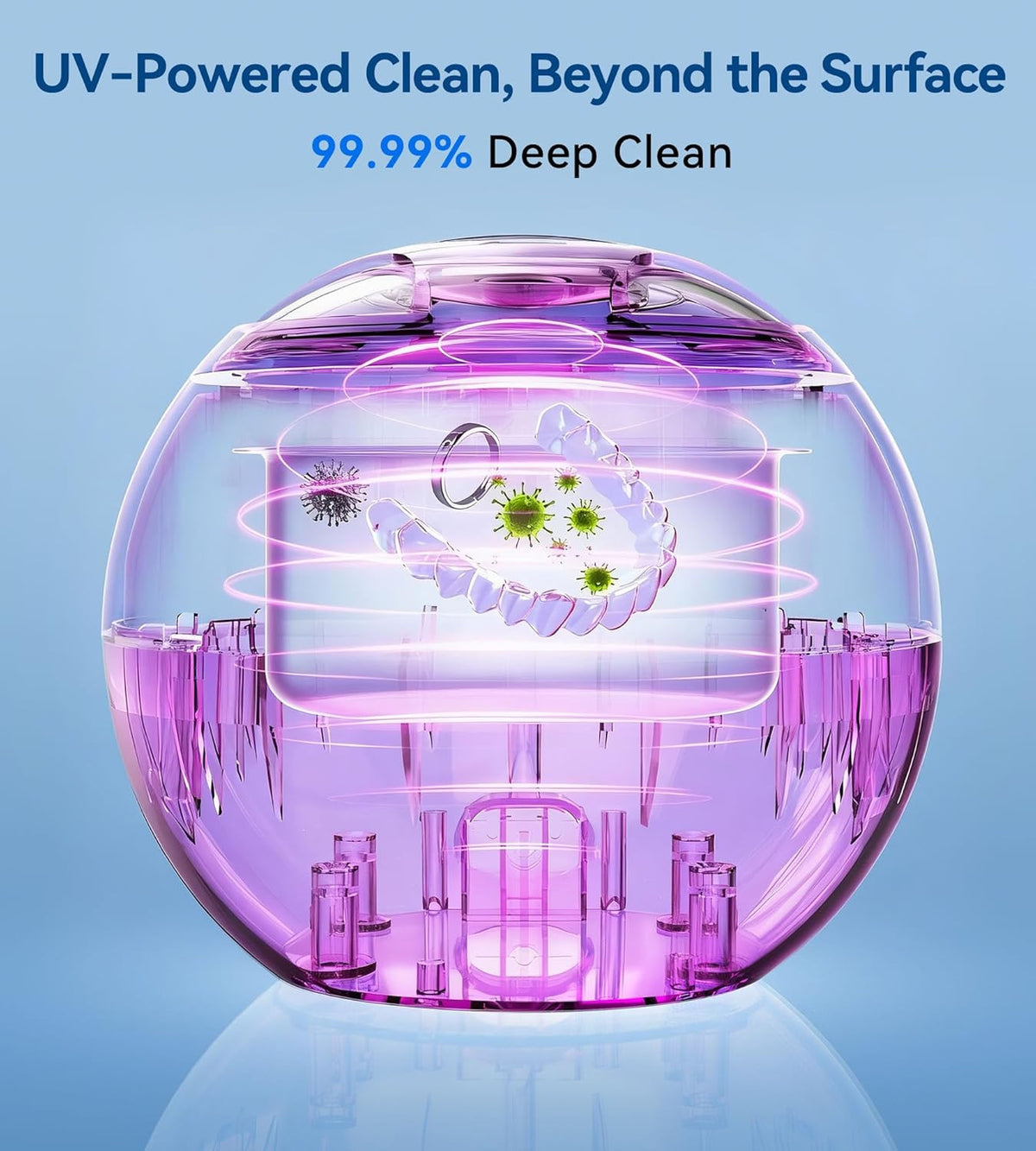 Ultrasonic Retainer & Jewelry Cleaner 45kHz Digital Timer 200ML Portable