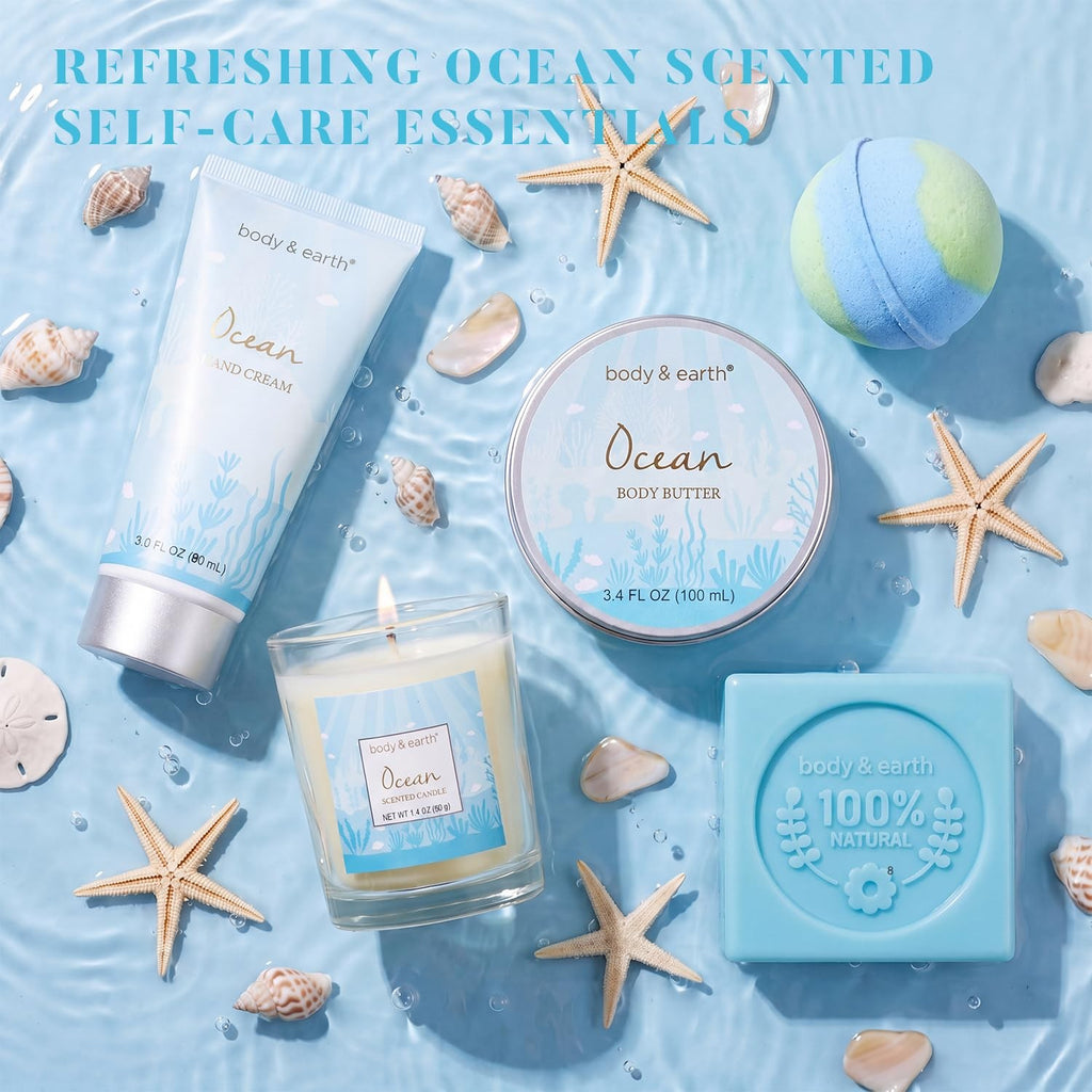 Bath and Body Gift Set for Women - 5 Piece Ocean Scent Spa Collection
