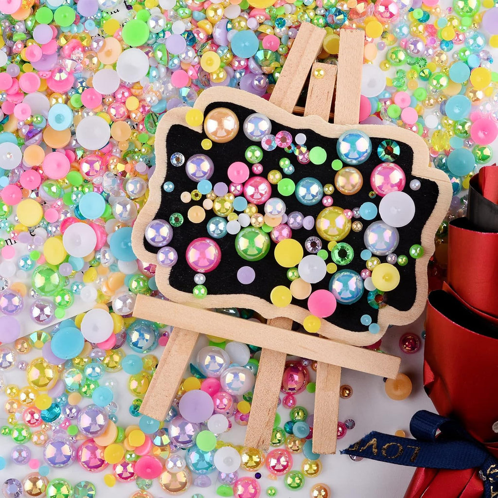 Resin Rhinestones and Half Pearls Kit for Nail Art and Crafting - 3900+ Pieces