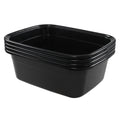 4 Pack Plastic Dish Pan 16 Quart Wash Basin Black - Heavy Duty Kitchen & Laundry