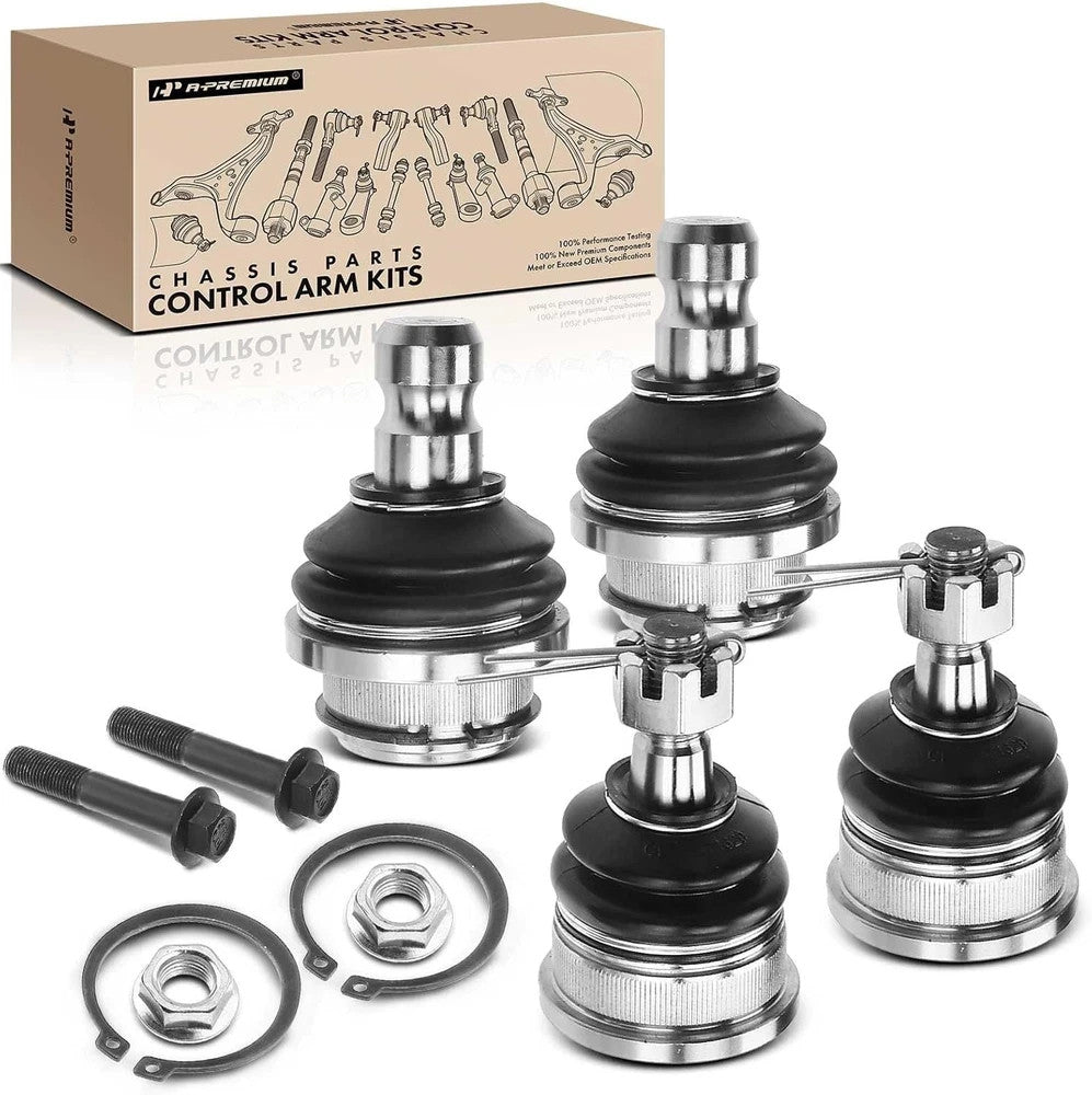 Set of 4 Nissan Front Upper & Lower Ball Joints Kit Replacement Suspension Parts
