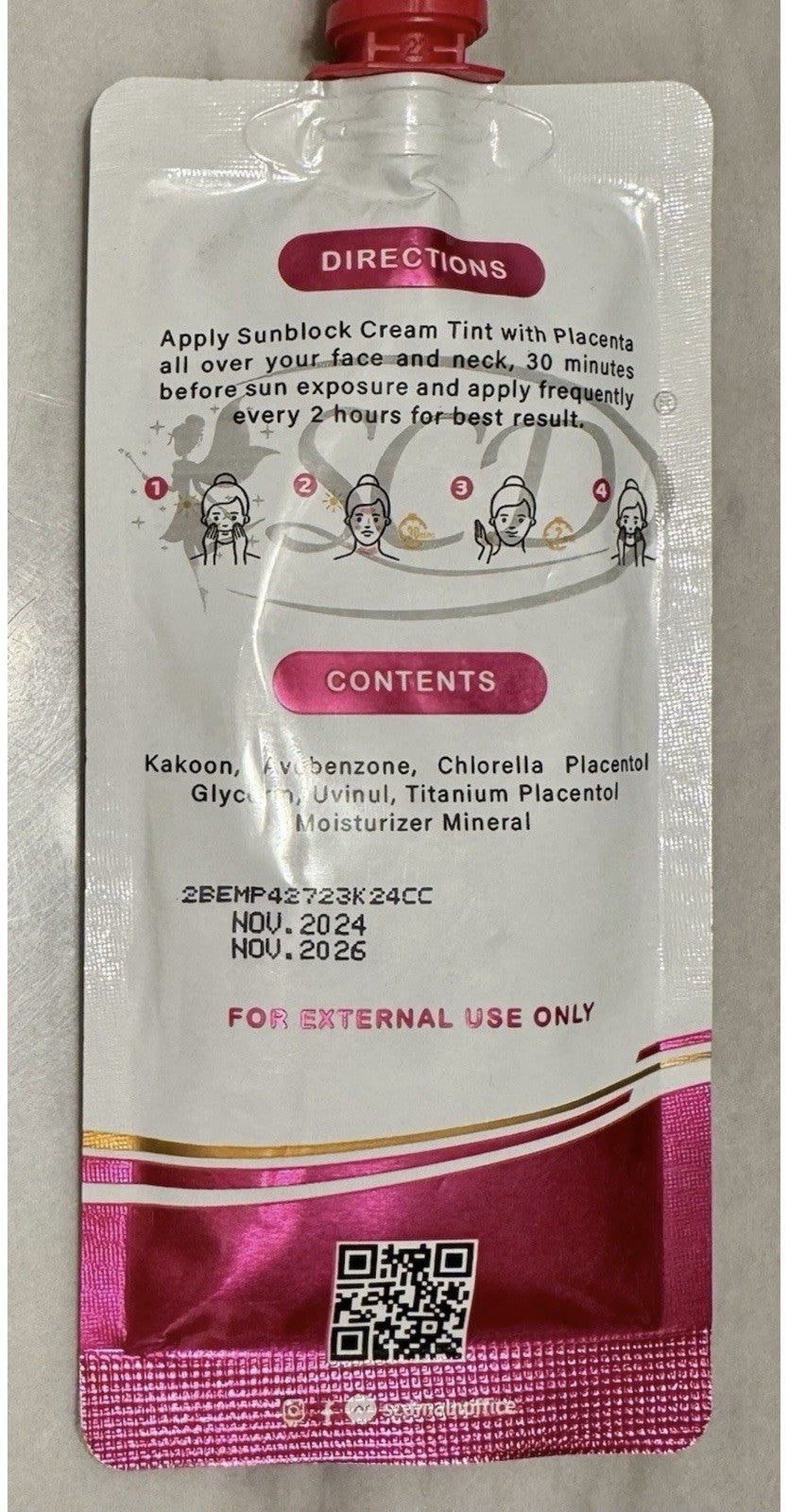 Sunblock Cream Tint with Placenta SPF30 - 30g, Water-Based, Matte Finish