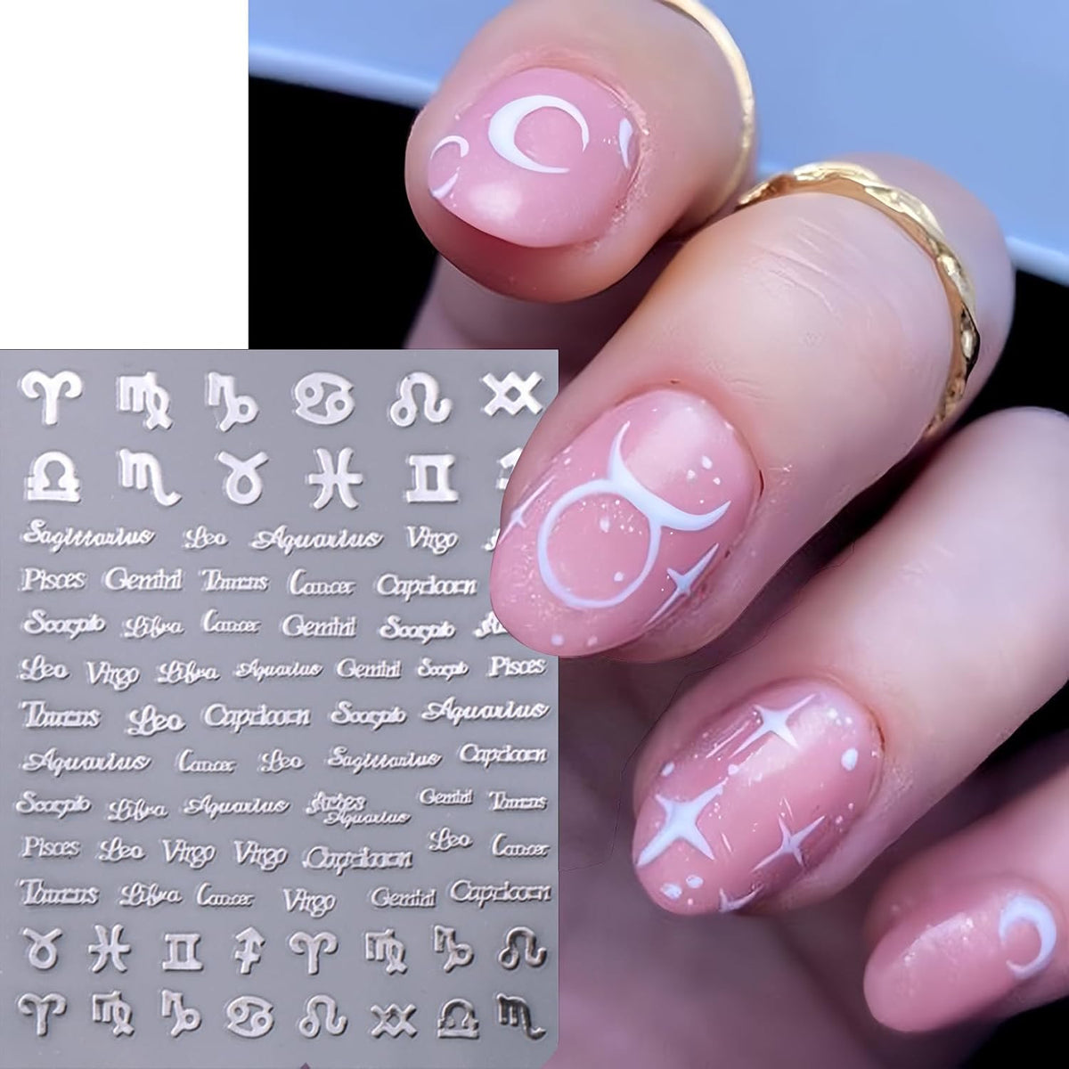12 Constellation Nail Stickers Set - Zodiac Letter Nail Art Decals