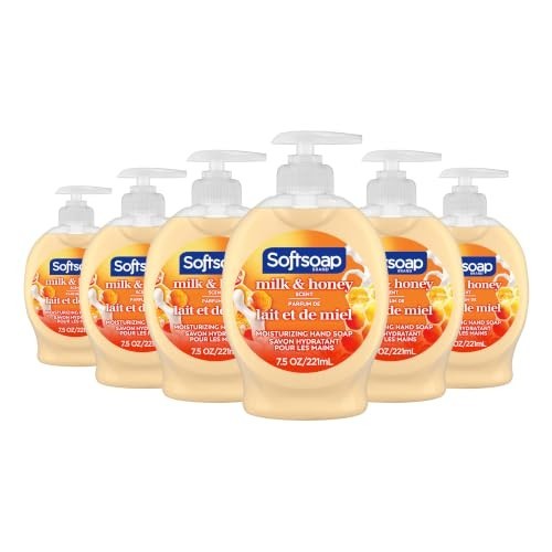 Moisturizing Liquid Hand Soap with Milk and Honey - Pack of 6, 7.5 fl oz Each