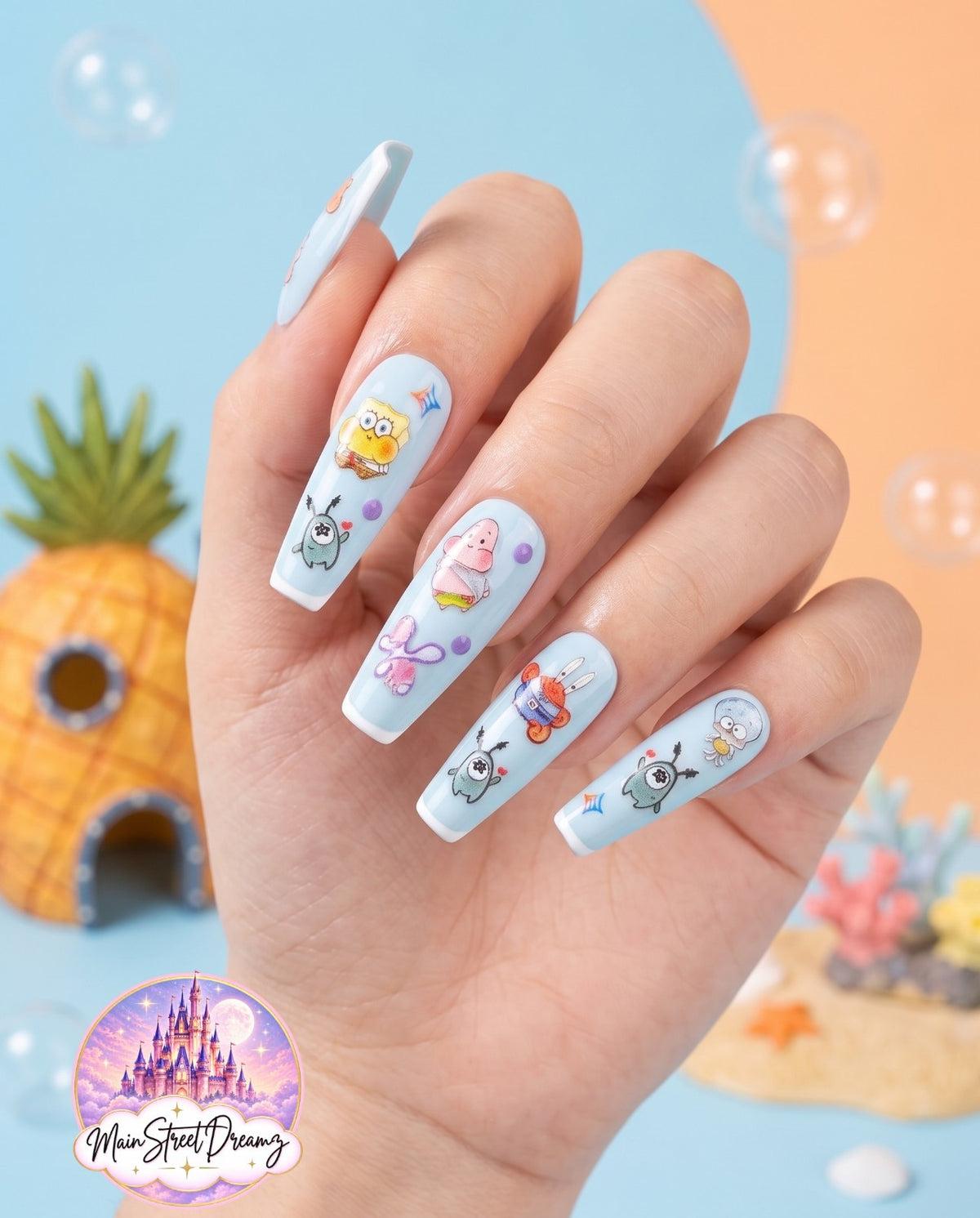 5D SpongeBob Squarepants Nail Art Stickers - Fun Nail Decals for Kids & Teens