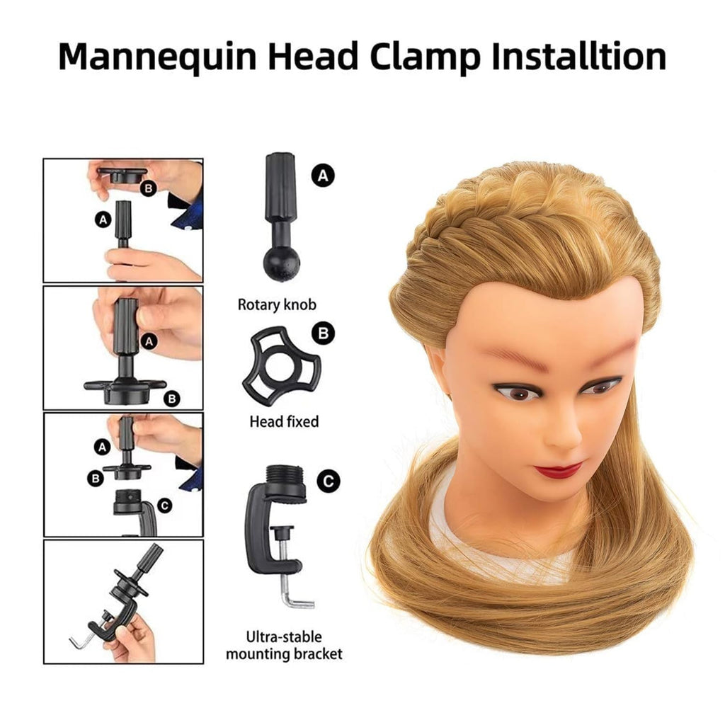 High-Temperature Synthetic Mannequin Head for Hair Styling Practice - 26-28 Inches