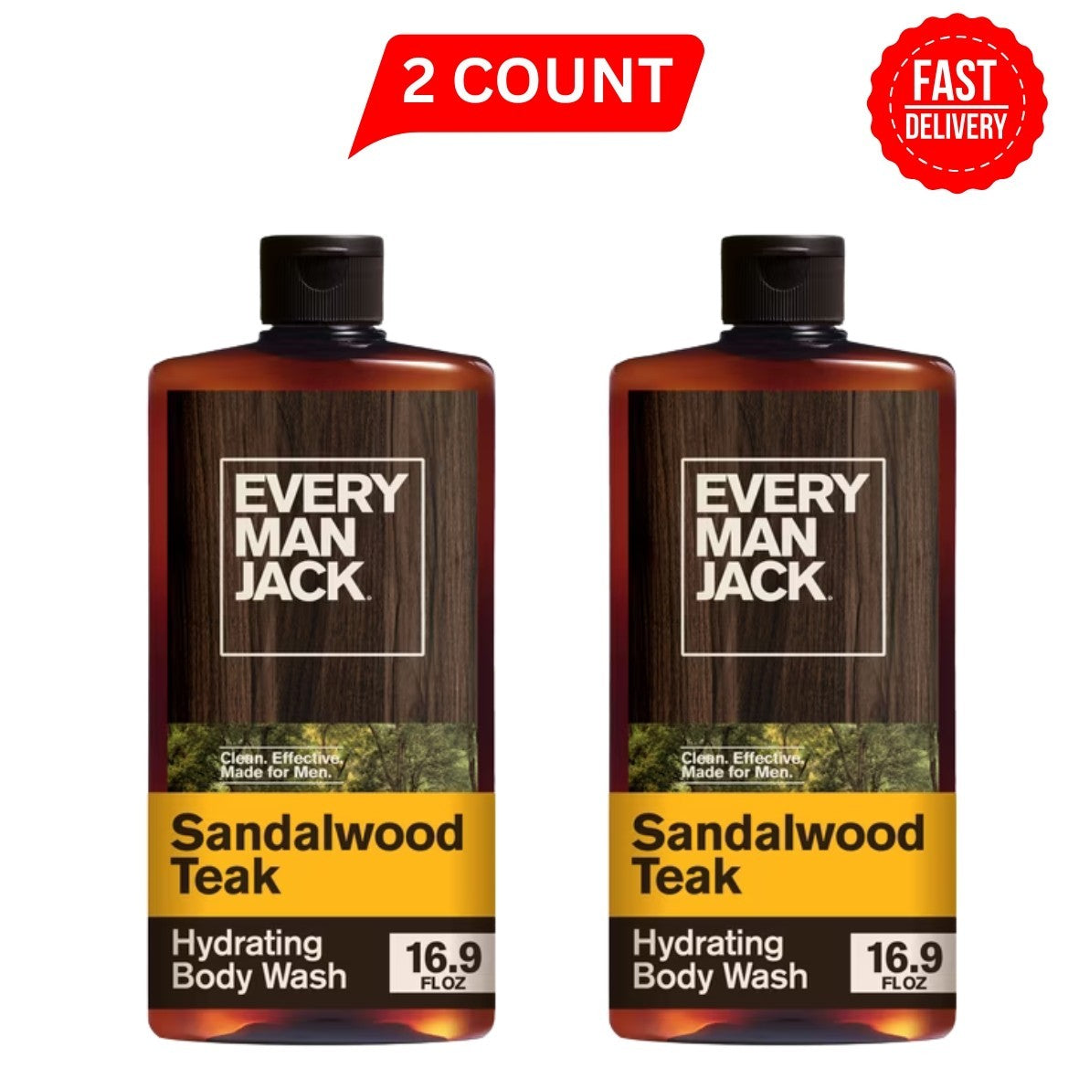 Men's Hydrating Sandalwood Body Wash - 16.9 oz, 2 Pack