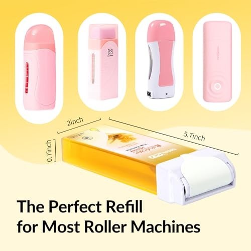 Roll-On Wax Refills for Hair Removal - Natural Honey Formula, 4 Pack