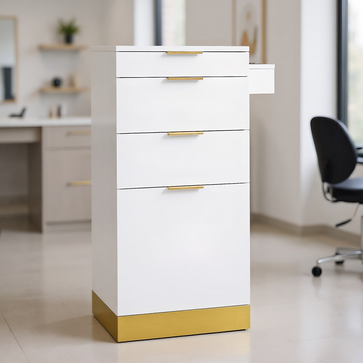 Salon Organizer with Stainless Steel Finish and Tool Holders