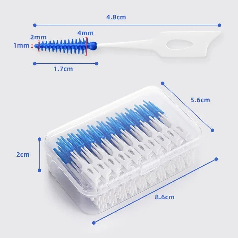 200PCS Silicone Interdental Brushes Floss Picks Teeth Cleaning Tool