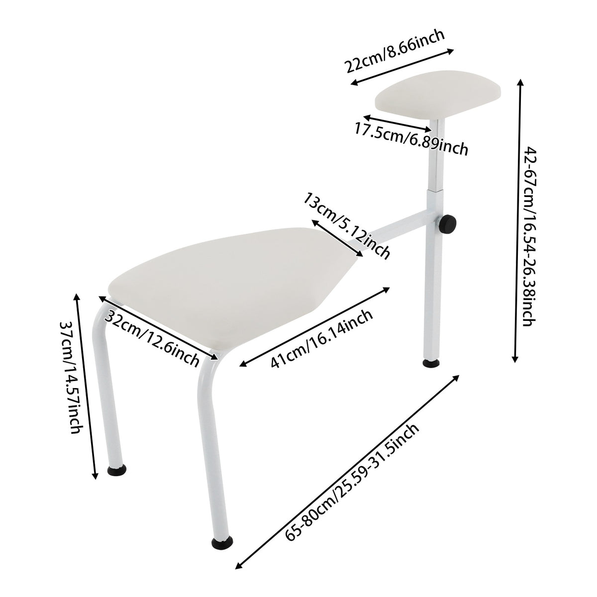Adjustable Pedicure Stool with Foot Rest for Nail Salon & Spa