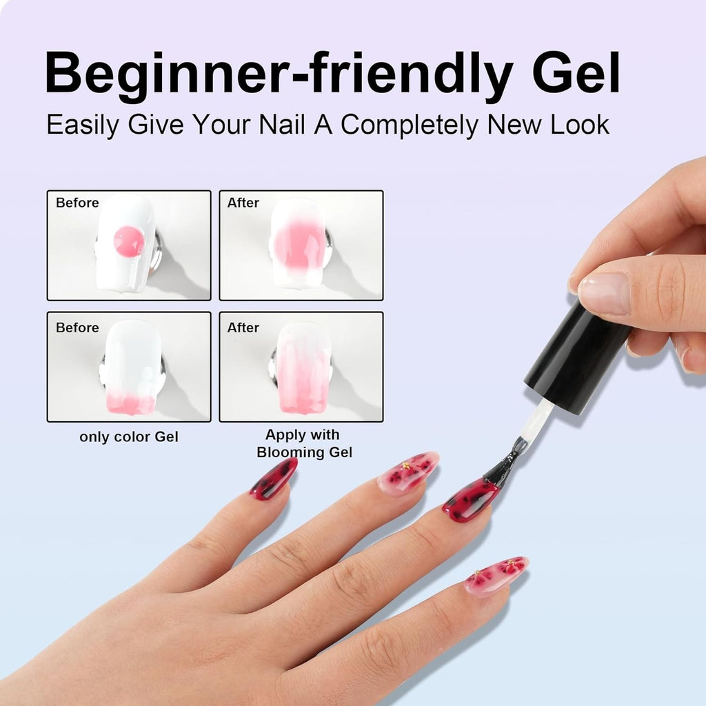 Blooming Gel Nail Polish 15ml Clear UV Gel for Watercolor & Marble Nail Art
