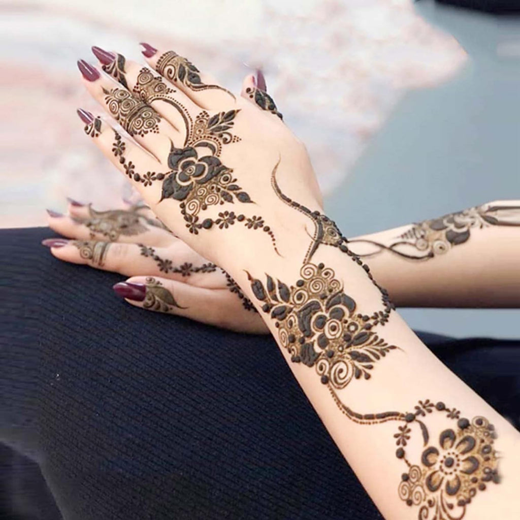 Temporary Tattoo Stencil Kit - 12 Sheets Henna Designs, Black