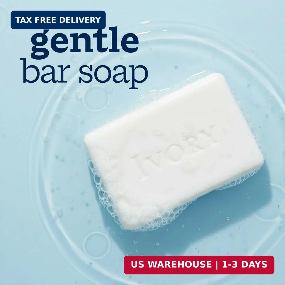 Gentle Plant-Based Bar Soap - 4 oz, 10 Pack, Hypoallergenic & Fragrance-Free