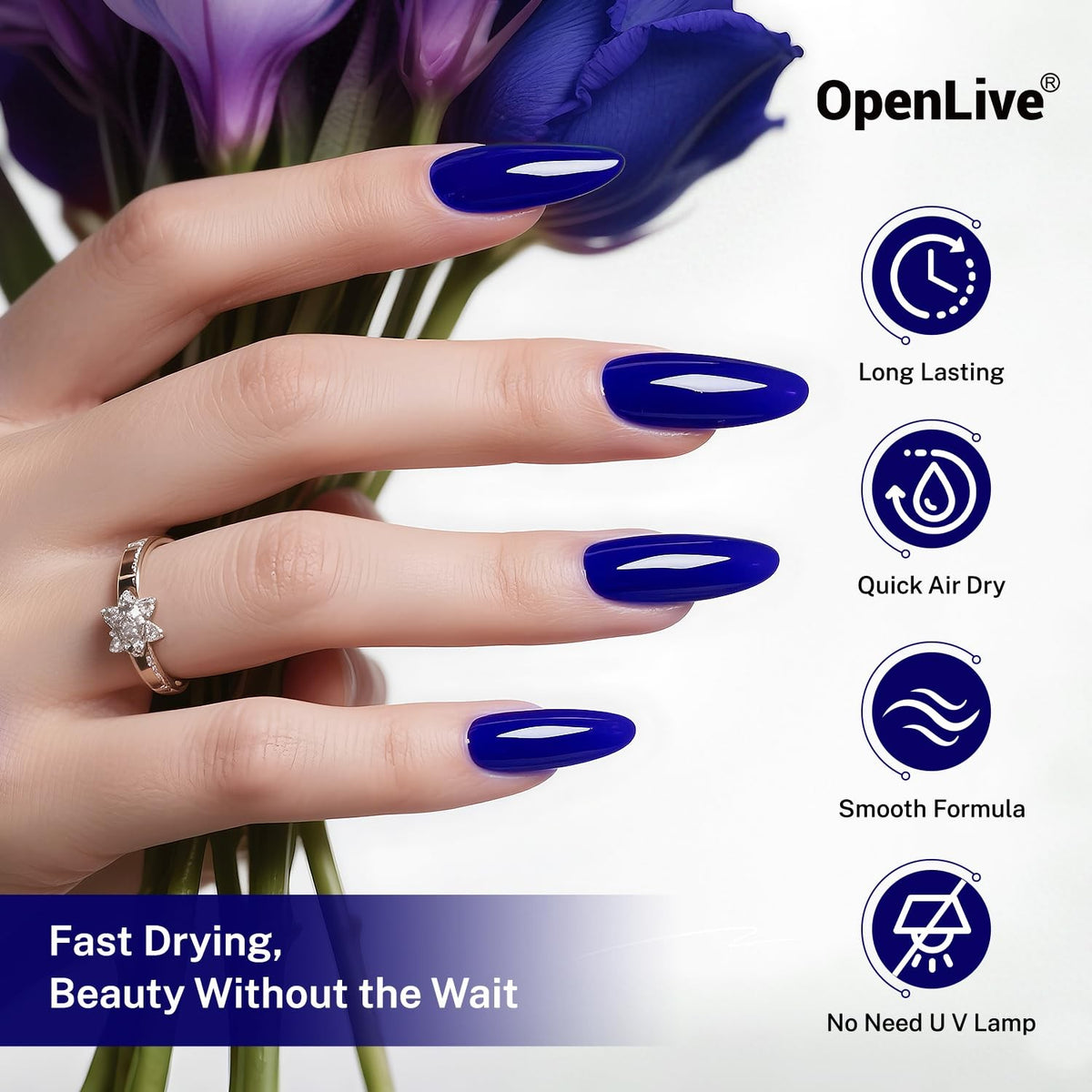 Dark Blue Fast Dry Nail Polish 16.5ml Long Lasting & High Gloss Finish