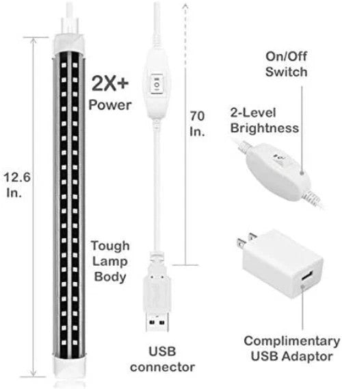 10W UV LED Black Light Tube with Adjustable Brightness for Parties Art & Detection