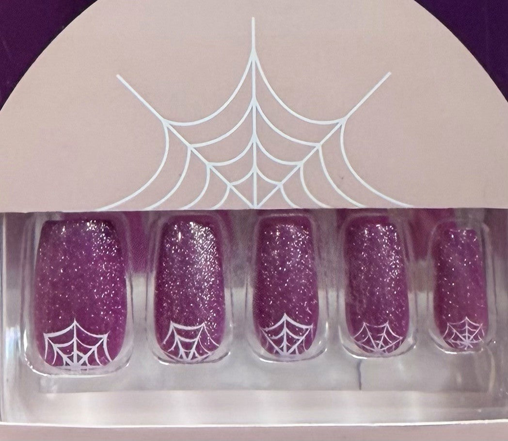 Halloween Purple Glitter Coffin Nails Decor - Creepy Crawlies, Cressida