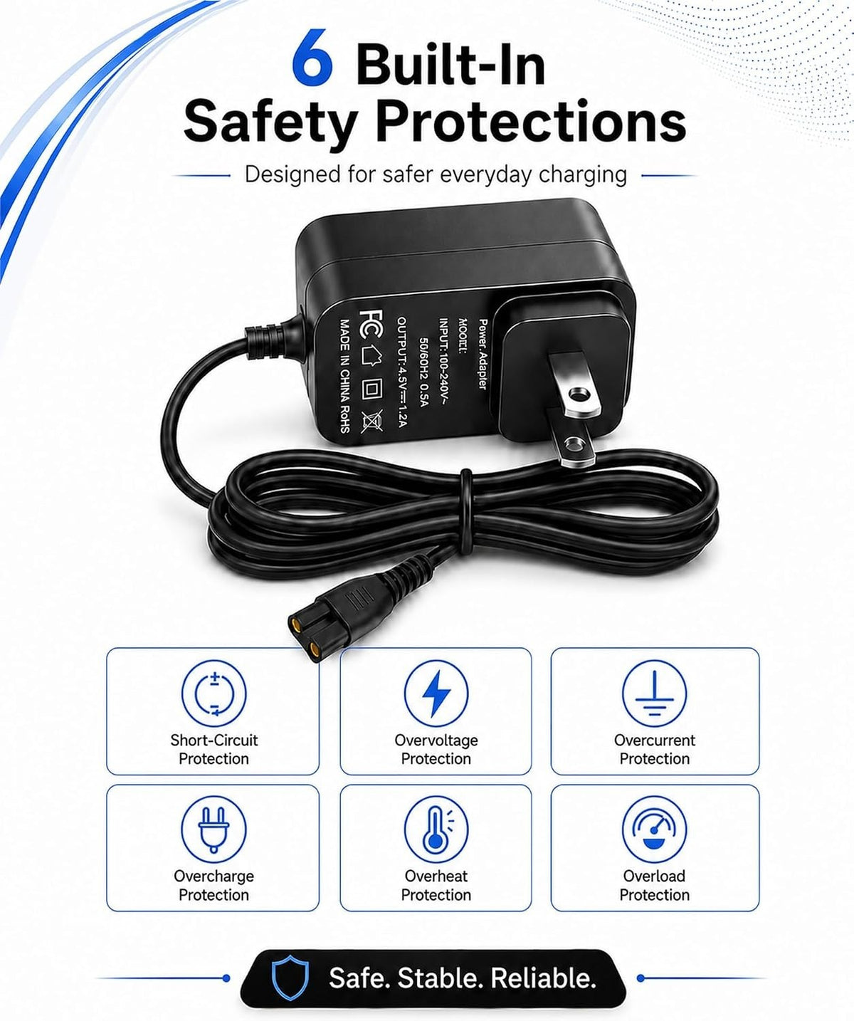 4.5V Replacement Charger Cord for BaBylissPRO Hair Clippers & Trimmers