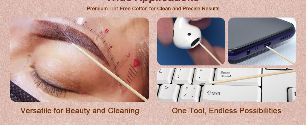 200PCS Pointed Cotton Swabs with Wooden Handles for Nail Art and Beauty