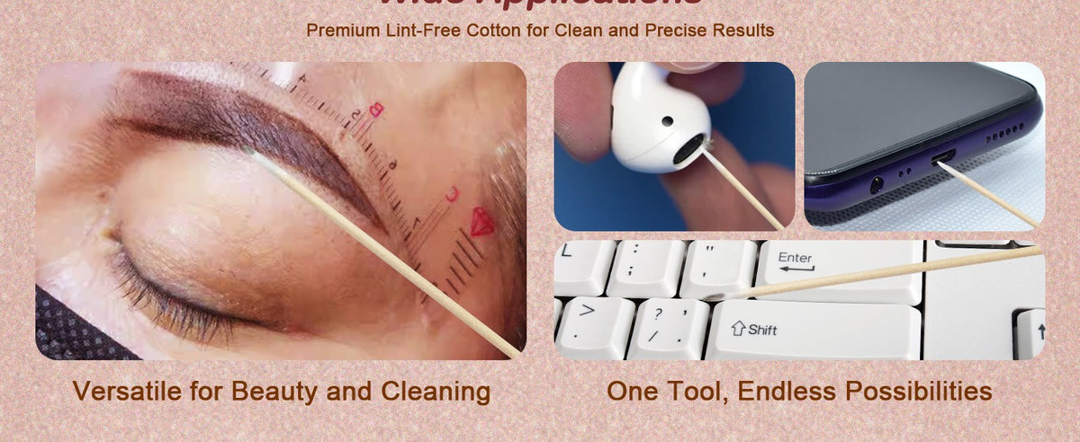 200PCS Pointed Cotton Swabs with Wooden Handles for Nail Art and Beauty