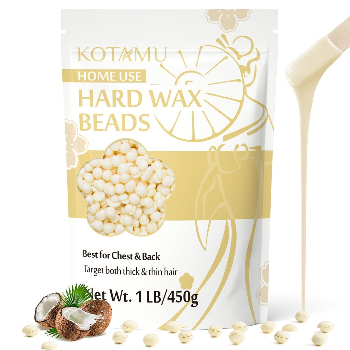 Hard Wax Beads for Hair Removal - 1 lb for Sensitive Skin & Body