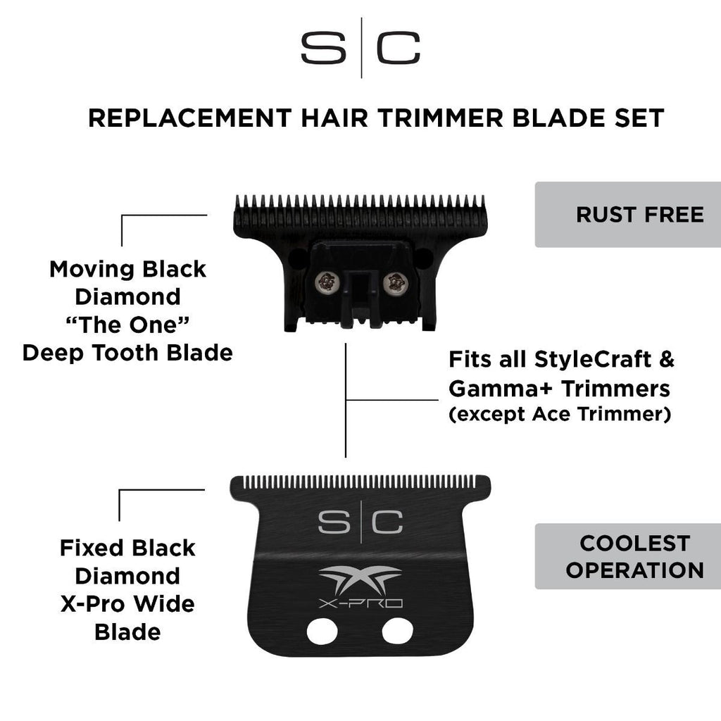 Professional Deep Tooth Trimmer Blade Black DLC for Hair Cutting