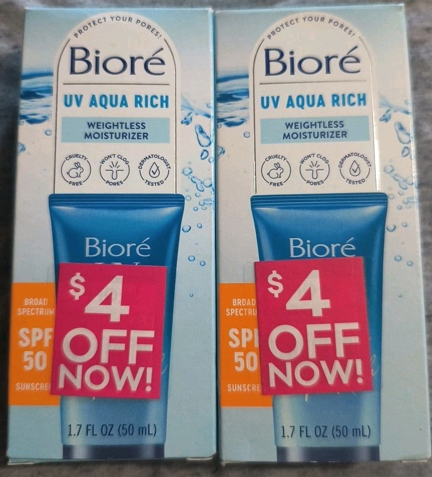 SPF 50 Hydrating Facial Moisturizer with Aloe Vera - 2 Tubes