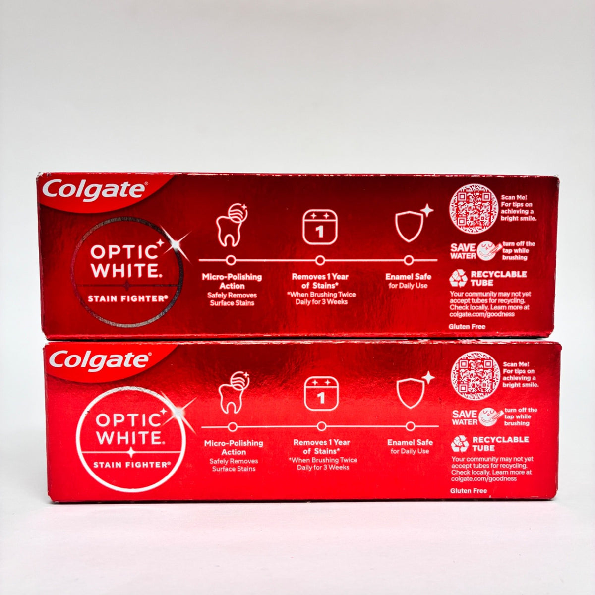 2 Pack Colgate Optic White Stain Fighter Toothpaste Fresh Mint Gel 3.8oz