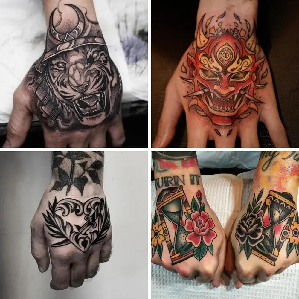 Rose Flower Hand Back Art Temporary Tattoo Sticker - Waterproof