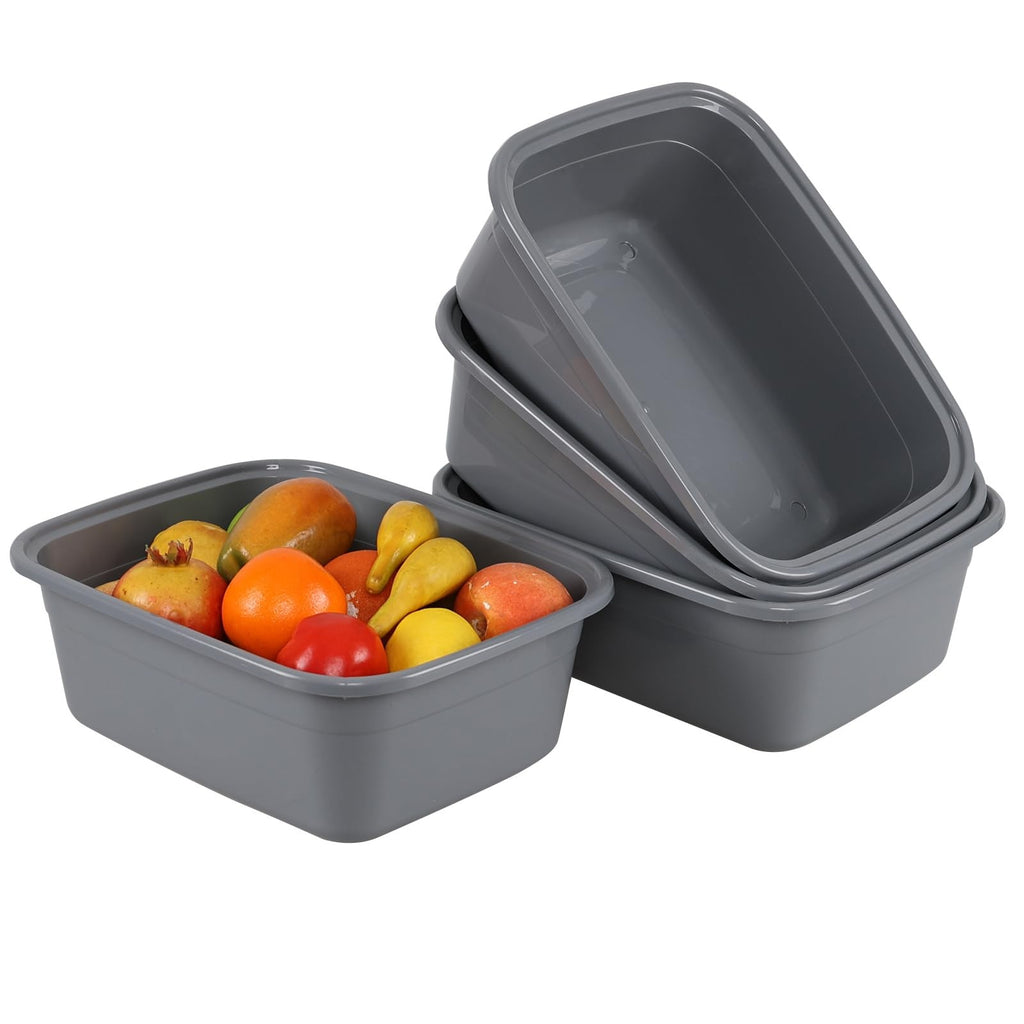 12 Quart Plastic Dish Washing Basin Grey 4-Pack Kitchen Sink Organizer