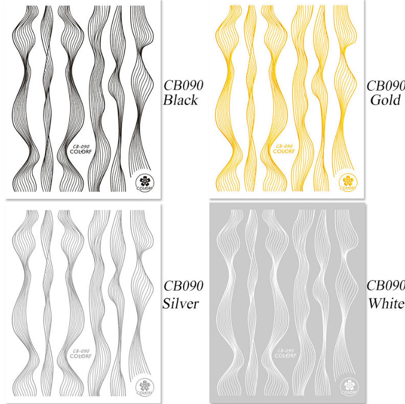3D Nail Art Stickers Wave Line Decals for Manicure DIY Tips - Multiple Colors