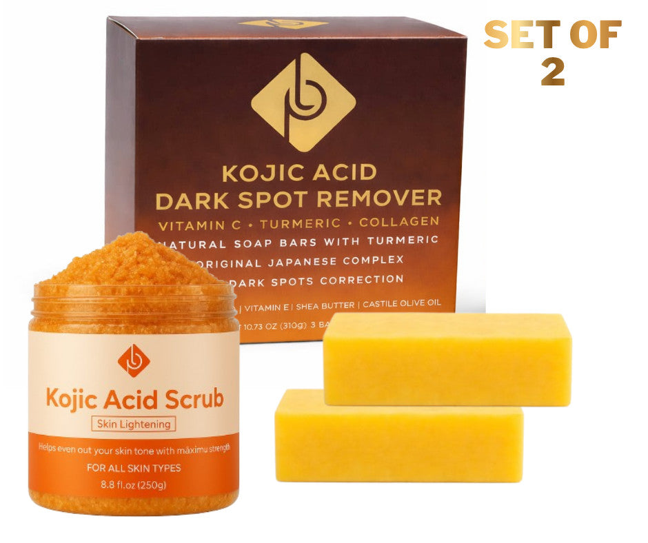 Kojic Acid Dark Spot Remover Soap & Scrub Set - Brightening Skin Care