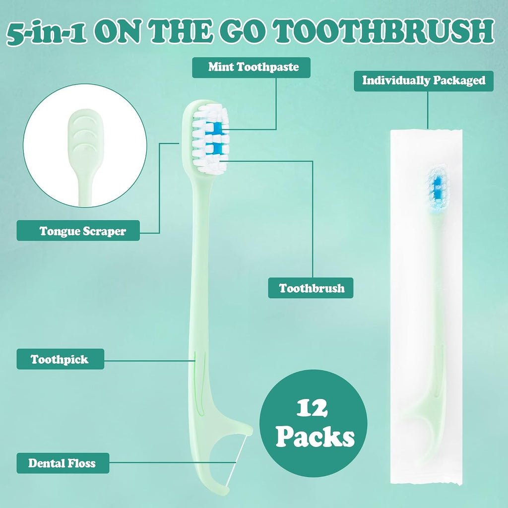 Disposable Mini Toothbrush Set with Toothpaste & Tongue Scraper – Travel Pack