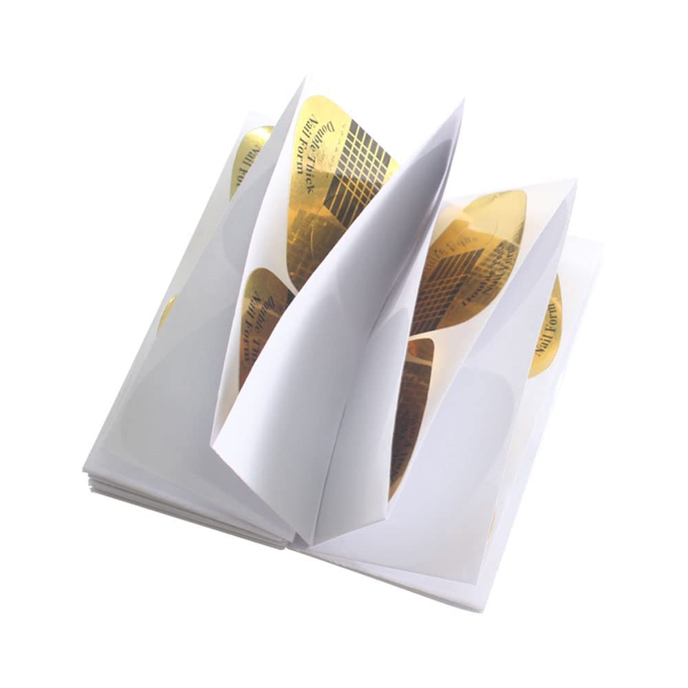Long Nail Forms for Acrylic Nails - 200 Golden Nail Extension Stickers