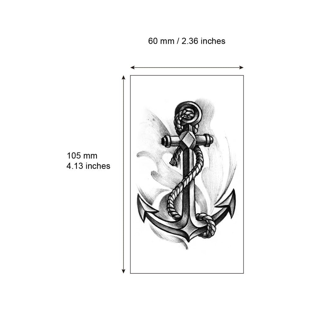 Waterproof Temporary Tattoo Stickers Set of 5 Grey Anchor Ship SF4369