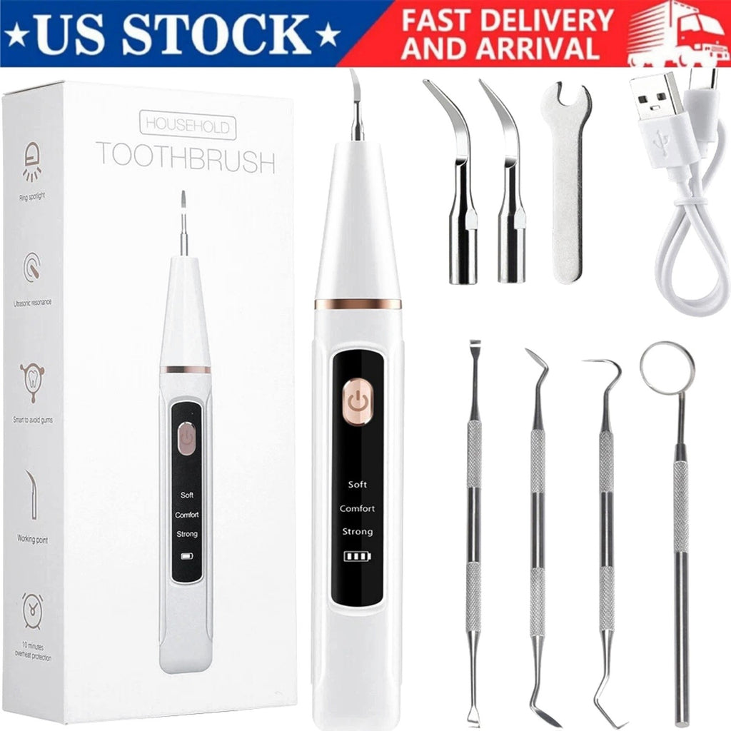 Ultrasonic Dental Tartar & Plaque Remover Kit - Electric Teeth Cleaner