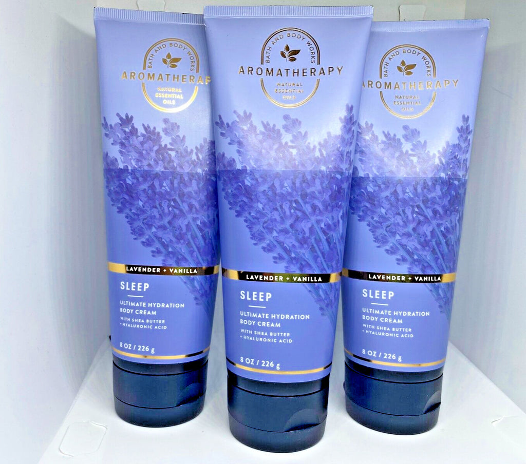 Lavender & Vanilla Sleep Body Cream Set - 8 oz, Hydrating Body Moisturizer with Vitamin E & Shea - 3 Pack