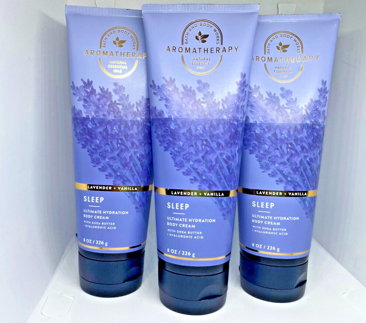 Lavender & Vanilla Sleep Body Cream Set - 8 oz, Hydrating Body Moisturizer with Vitamin E & Shea - 3 Pack