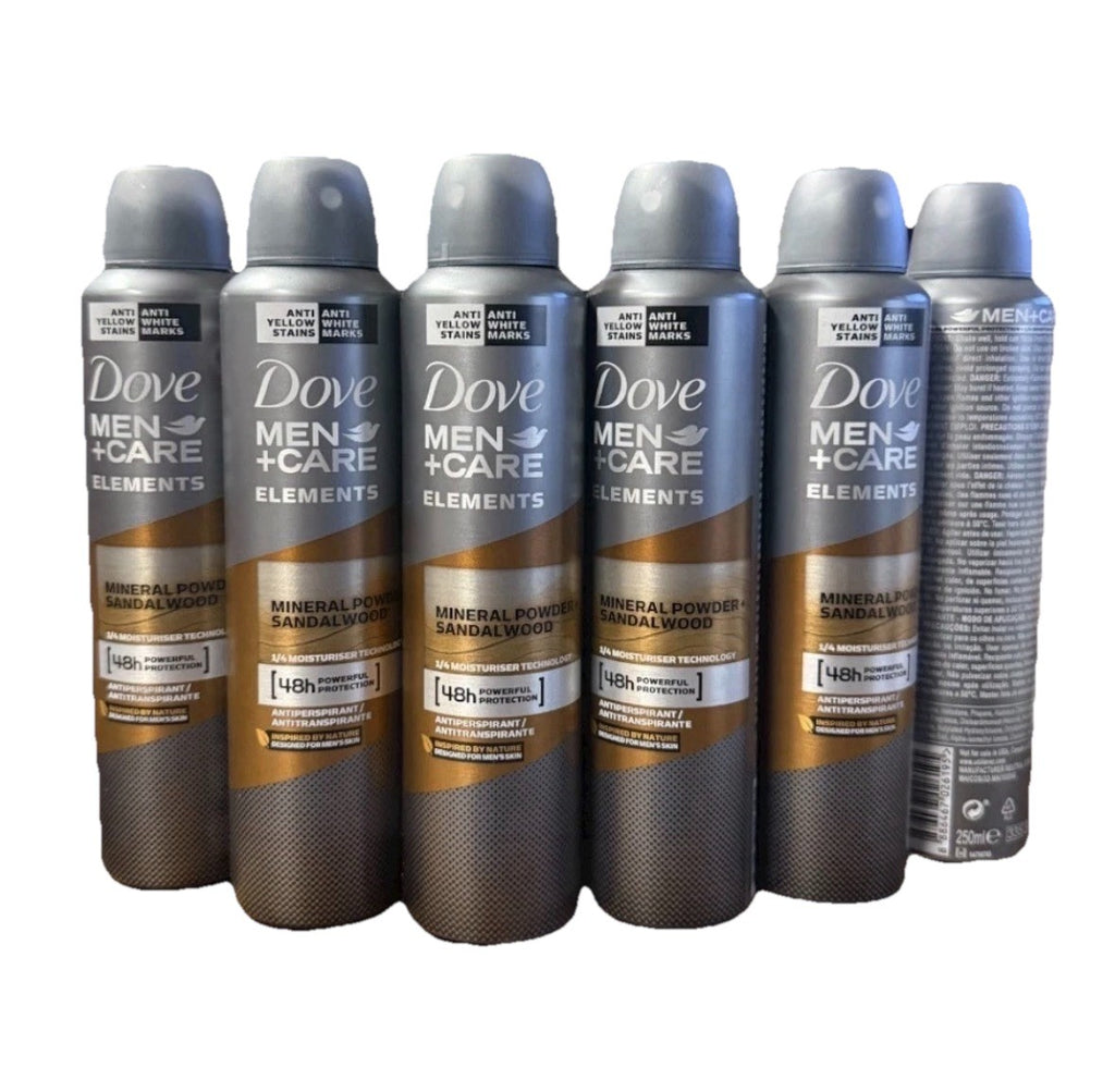 Men's Sandalwood Mineral Powder Dry Spray Antiperspirant 48H - 6 Pack
